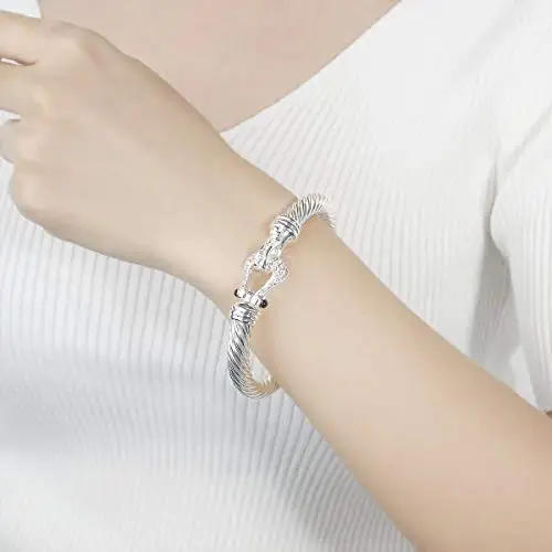 
Fashion Designer Brand Inspired Jewelry Horse Shoe Cable Wire Vintage Bangle Bracelet Beautiful Gifts 