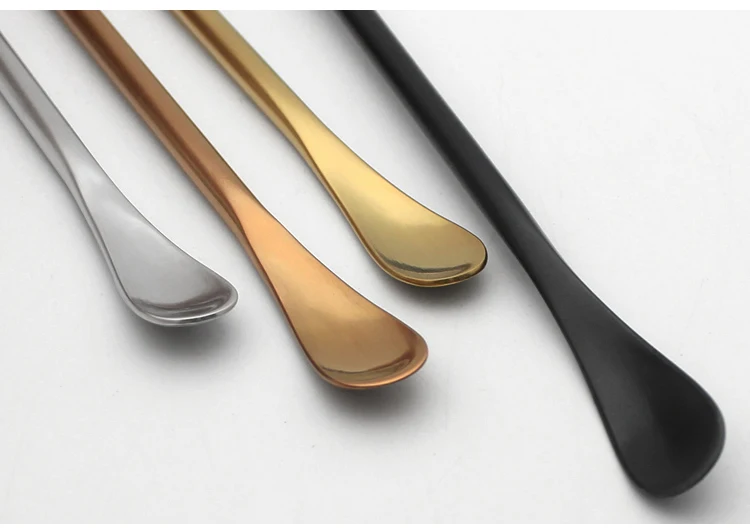 
Hot sell 304 Stainless Steel Titanium Coffee Spoon Creative Long Handle Bar Stirring Scoop Cute Dessert Spoon Color Latte Spoon 