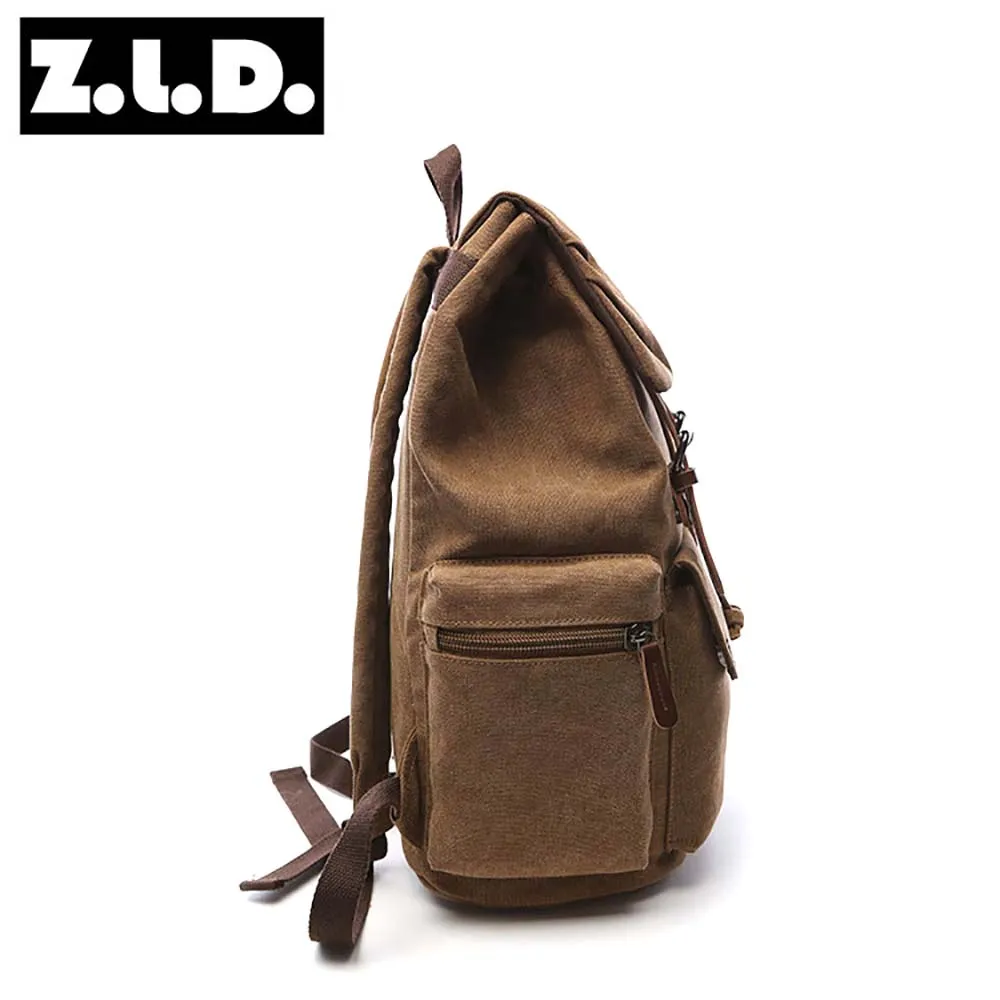 ZUOLUNDUO solid color drawstring backpack leisure bags men outdoor backpack canvas backpack
