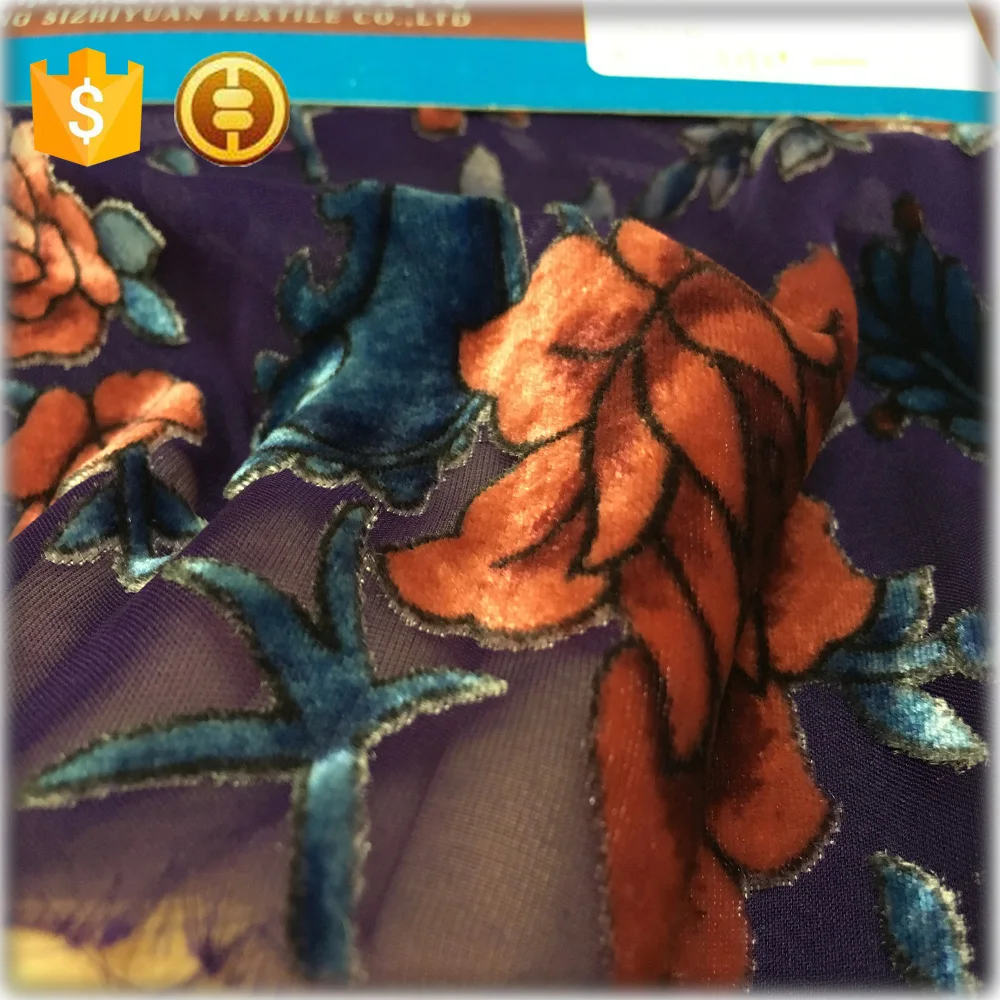 silk velvet fabric burnout floral