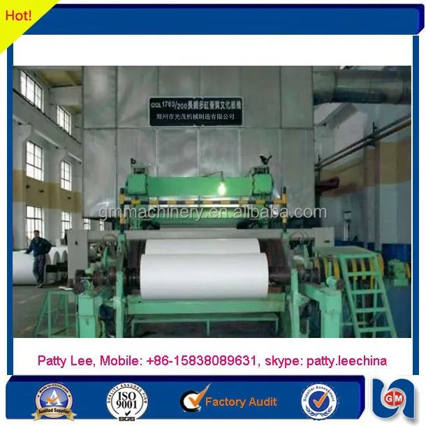 Большой мощности отходов paepr Соломенная шляпка Стебель Целлюлозы переработка газетная Бумага для письма станок