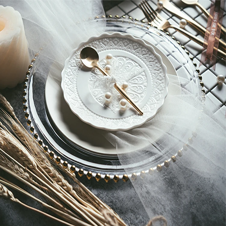 European Glass Transparent Dinner Plates Portugal Luxury Flatware Set Dinnerware Set