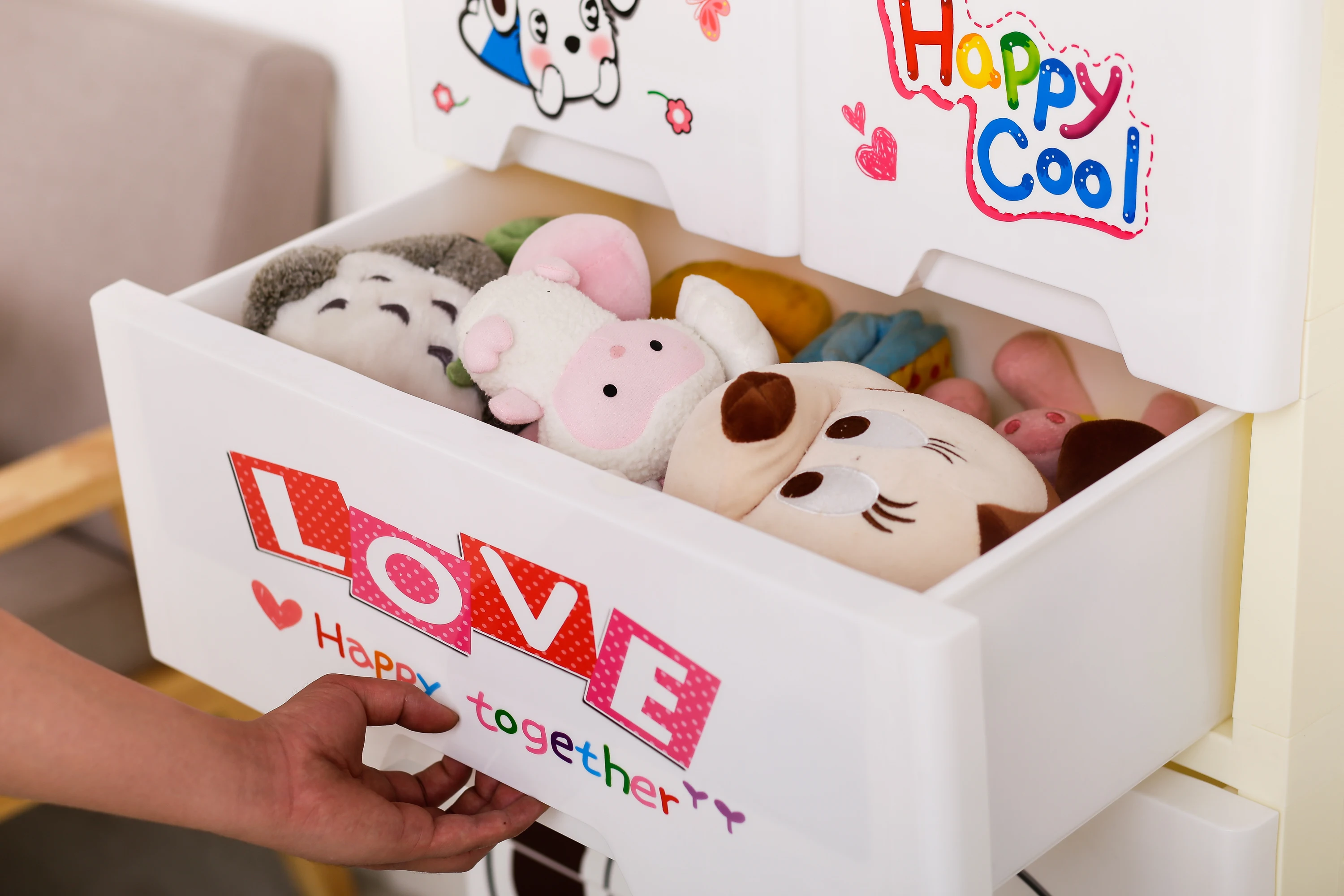 Huizhong 5 Layers Lovely Cartoon Dog Living Room Bedroom Plastics Drawers Storage Cabinet