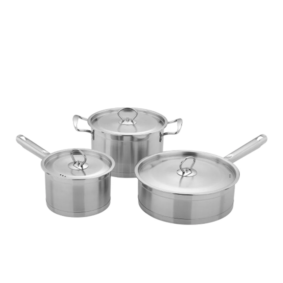 High Quality Cookware 6 pcs Stainless Steel Induction Gas Cookware Set Capsulated Bottom