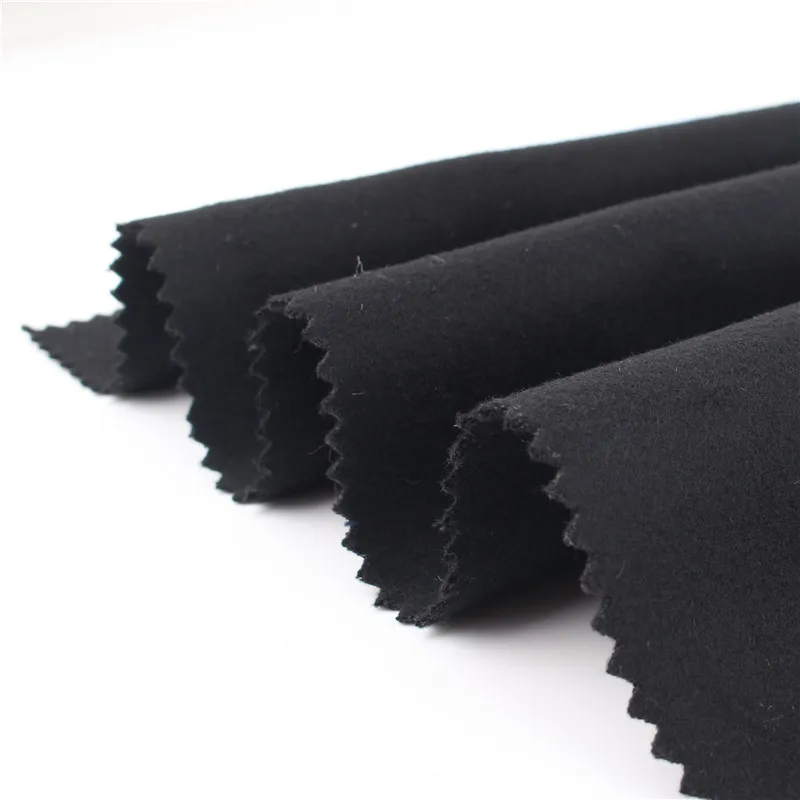 2019 black cashmere recycled woven woolen melton poly wool fabric