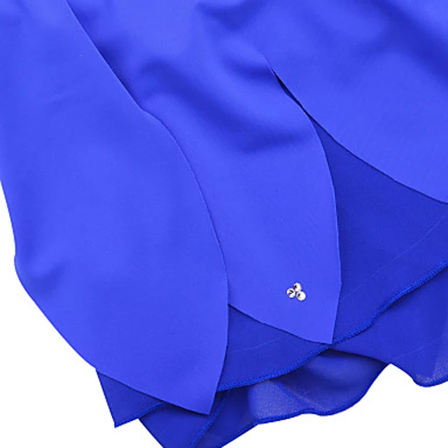 Платье для катания на коньках LIUHUO с драгоценными камнями, голубое платье с белыми цветами, женское платье для катания на коньках, костюм для сцены