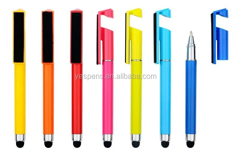 wholesale multi purpose 4 in 1phone accessories cheap touch screen stylus pen customized stylus phone holder mobile holder pen