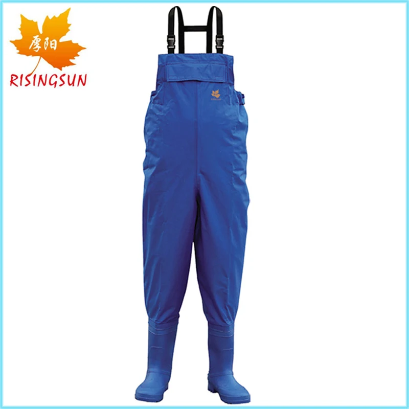 Risingsun Waterproof Nylon PVC coma Wader Women Fishing Wader Suspender with PVC Fishing Boots Adult Sportswear