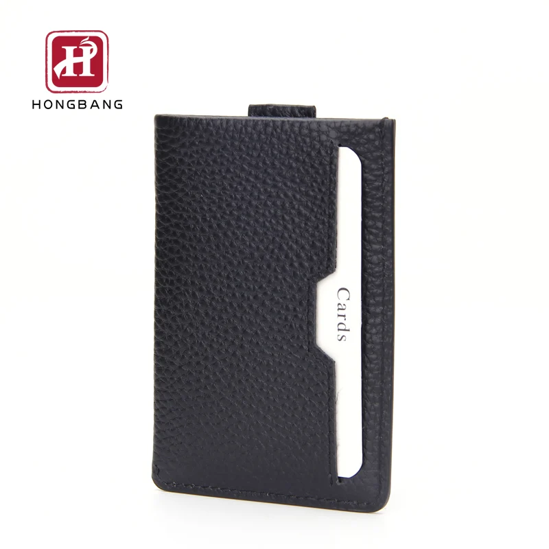 Full Grain Leather Pull Tab Card Holder Design For Credit Card