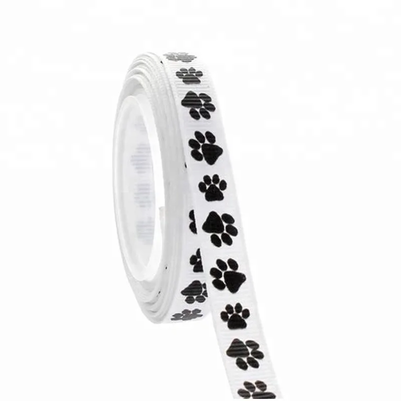 Hot Selling 100% Polyester Dog Paw Printed Grosgrain Ribbon