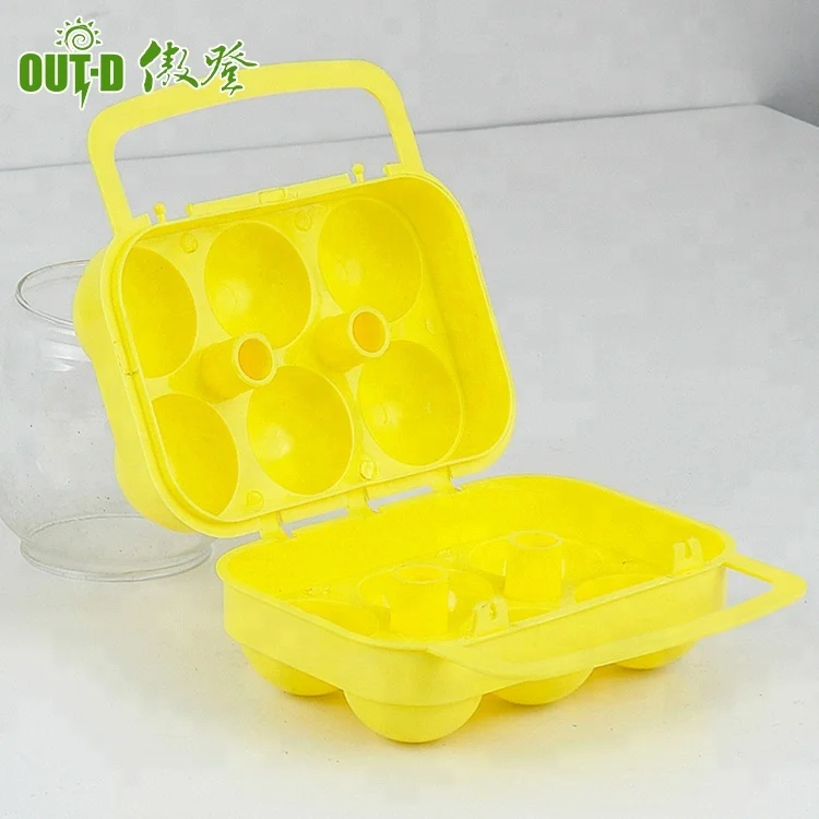 Wholesales Portable 6 egg holder hard plastic protective egg carrier with carry handle