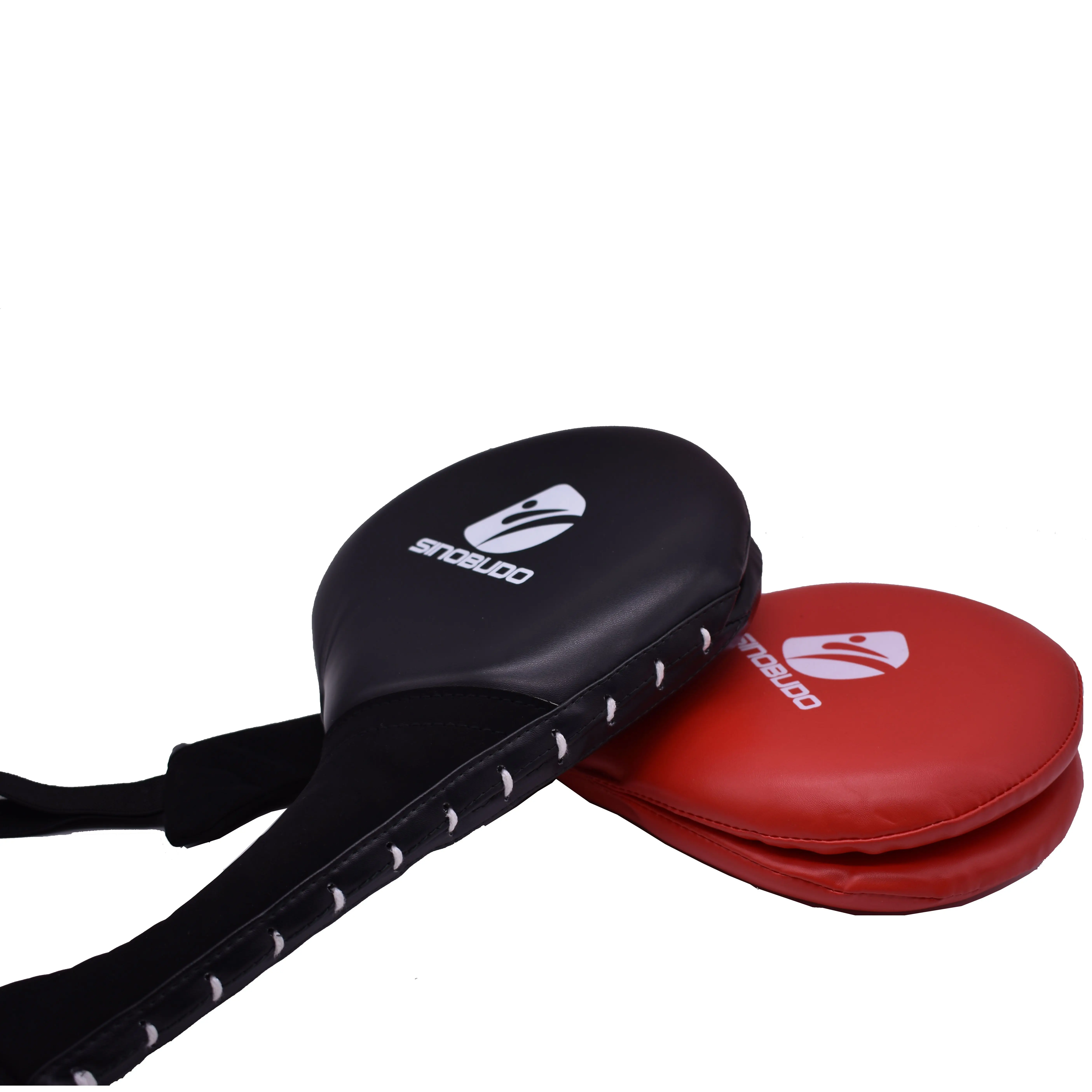 Taekwondo red or black PU leather top quality double kicking target with steel band