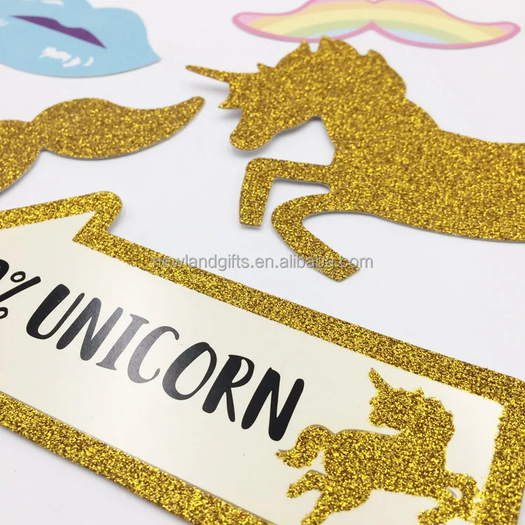 
Amazon Hot Selling 26Pk Glitter Rainbow Unicorn Party Supplies 