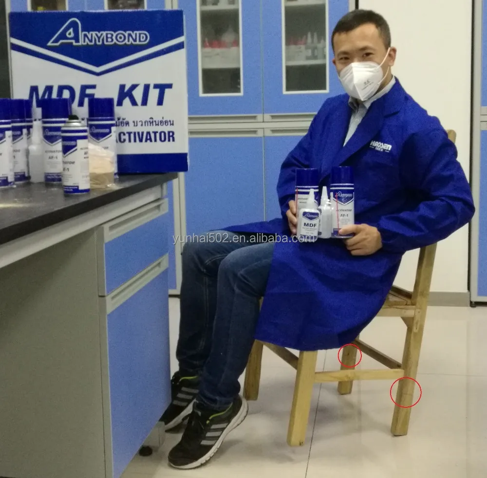 
mdf adhesive kit including 1500CPS MDF cyanoacrylate glue and activator 