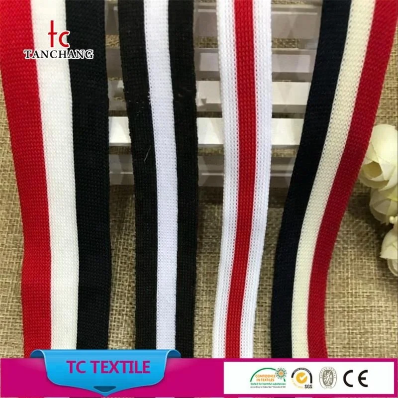 original factory stock wholesale colorful 100% polyester or cotton knit stripe twill tape for clothing TCPTZZD01-16