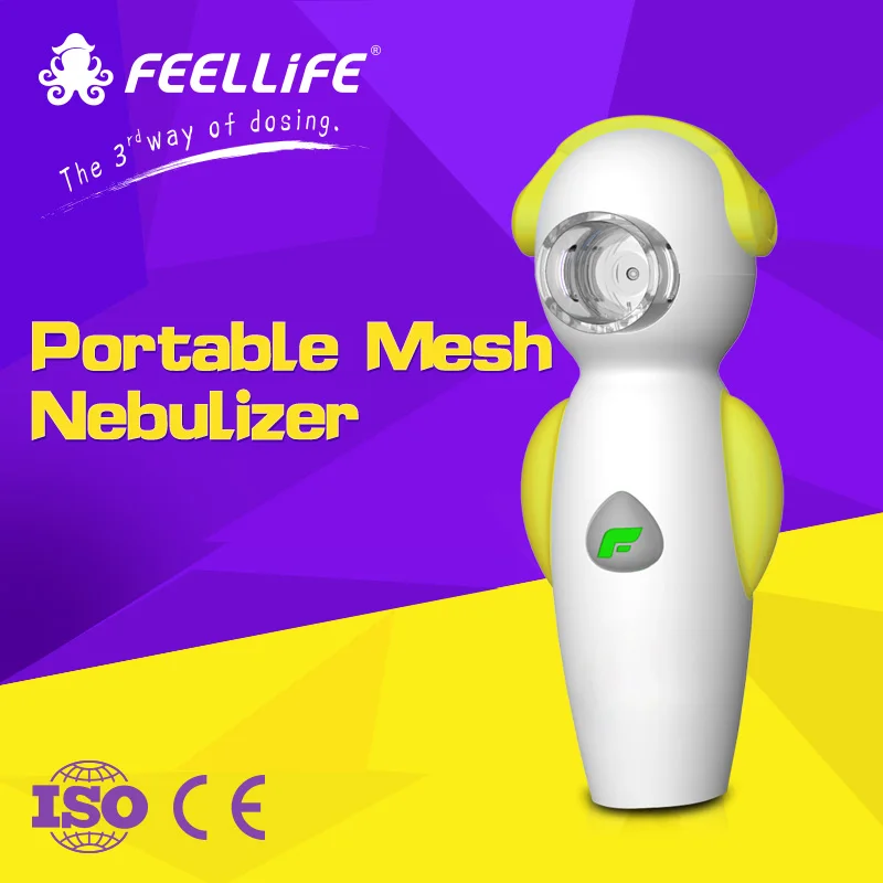 ultrasonic nebulizer Feellife home health care medical mesh nebulizer Baby cartoon design music LED breating lights OTC product
