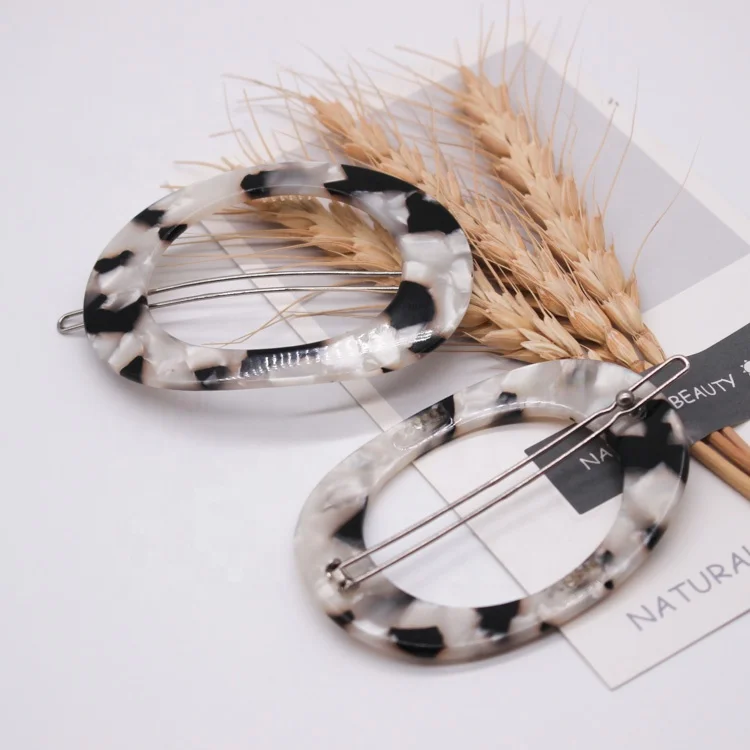 Light Color Tortoise Shell Bobby Pins Ellipse Design Hairpin For Girls