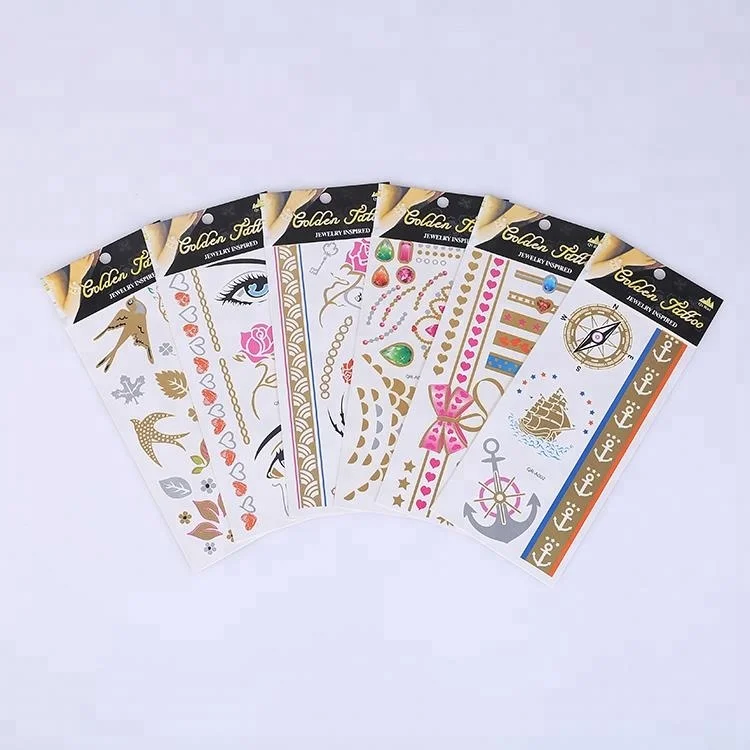 
Temporary Tattoo Sticker Customized Metallic Tattoo and Package Free Sample 