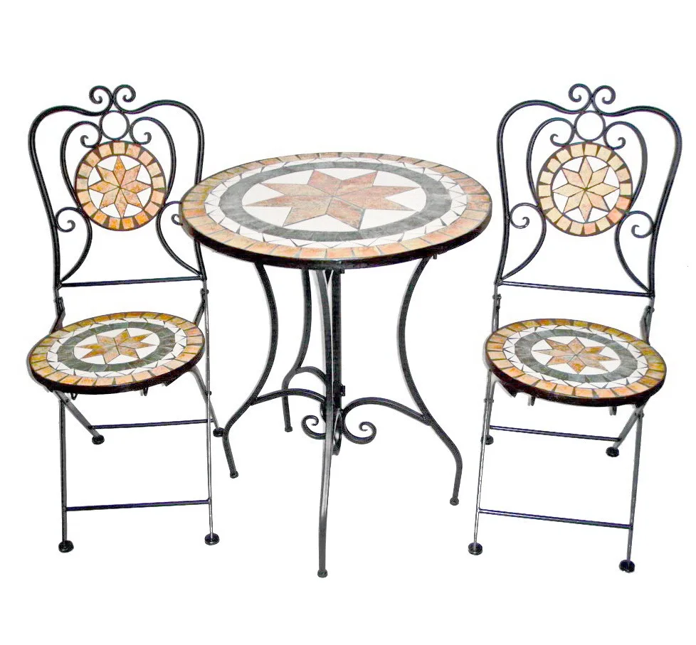 outdoor square mosaic folding Metal Garden Table