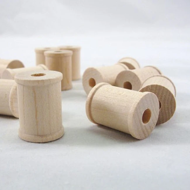 Factory Customized unfinished small mini wooden spool beads