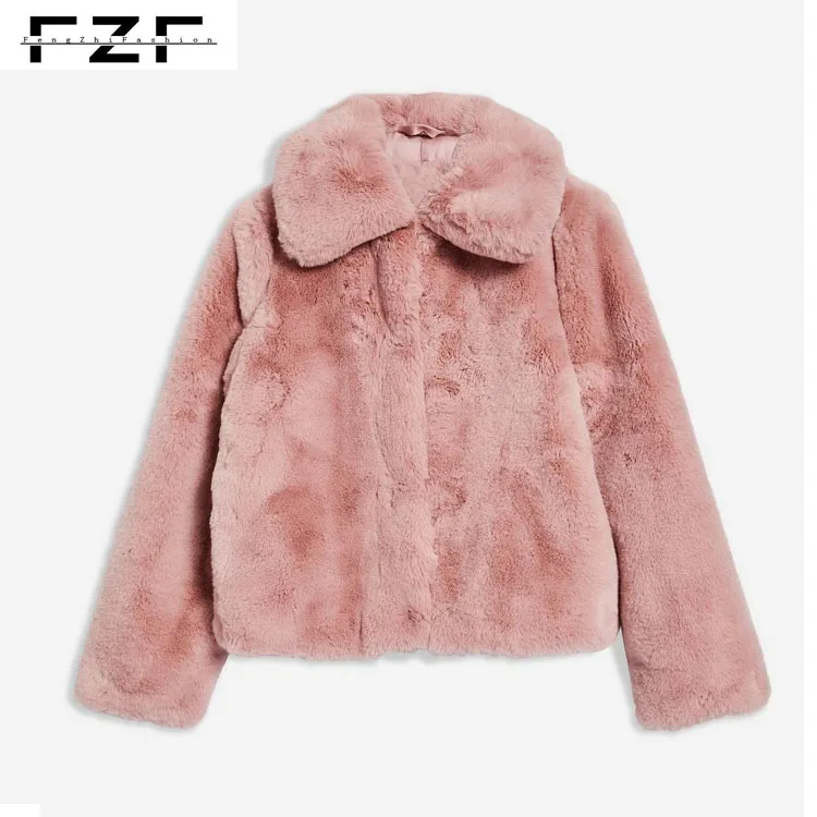 Rabbit Short Pink Faux Fur Coat