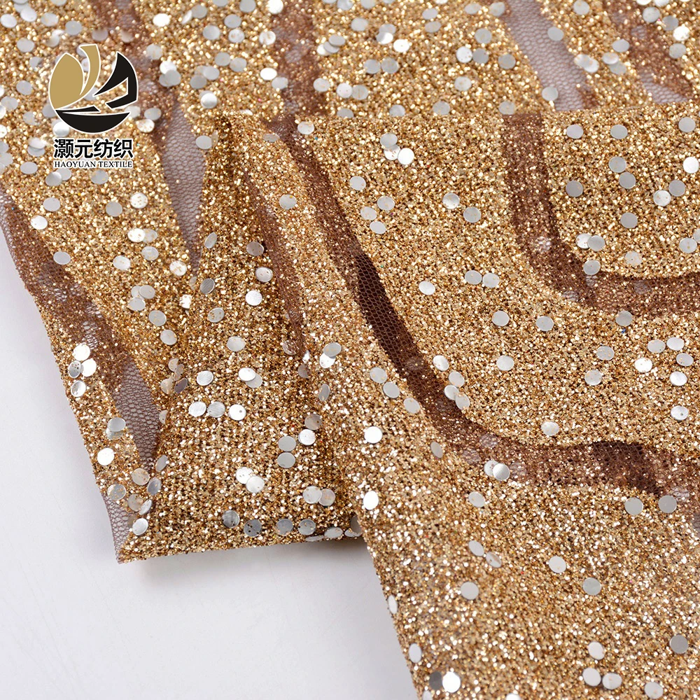 Высококачественная нейлоновая блестящая ткань с волнистым рисунком и серебряными блестками