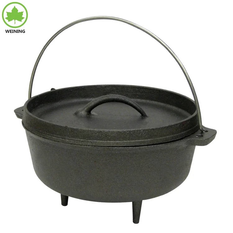 Camping Cooking Pot Tripod Cast Iron Dutch Oven Pot 4.5-9QT