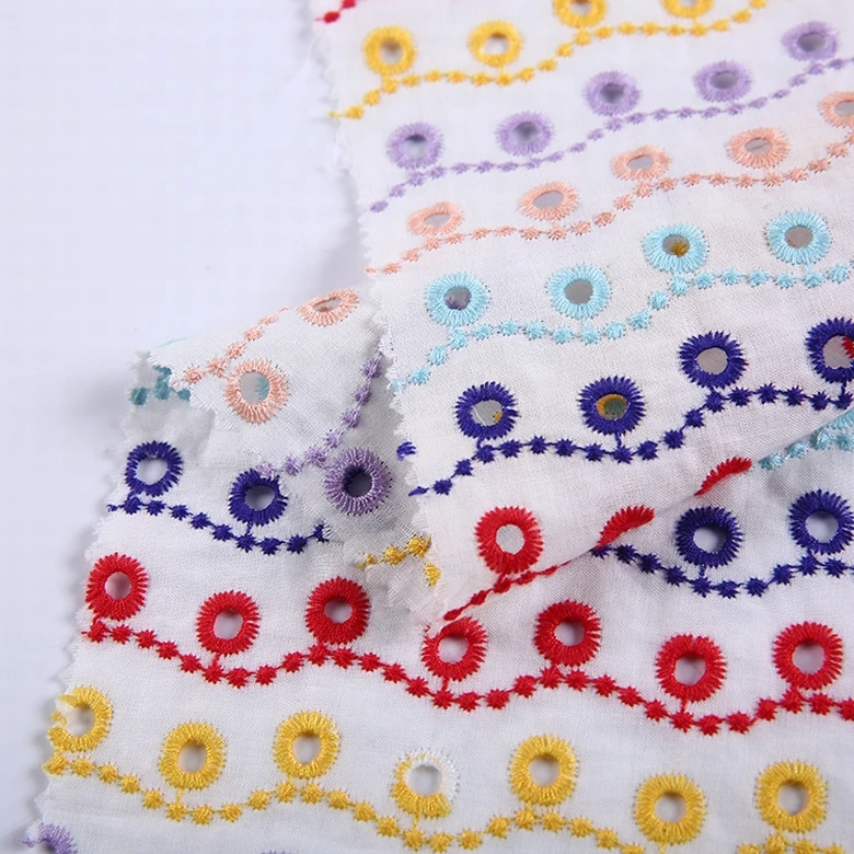 HA-15112B Eyelet Types of Net Embroidery Japan Voile Fabric Woven Fashion 100% Cotton Fabric Lightweight Embroidered COMBED