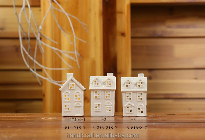 Ceramic House Model Led Light Indoor Christmas Decoration