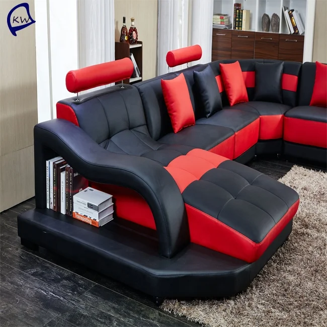 High-end Furniture pure red leather sofa set for living room