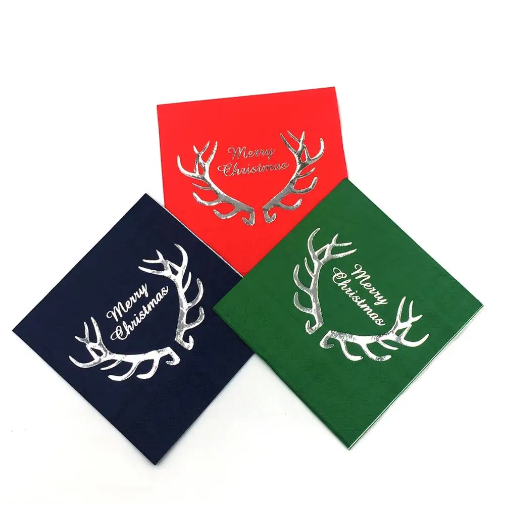 Santian Custom Designed Gold Foil Tissue Paper High Quality Folded Cocktail Napkins and Serviettes Printed and Colored