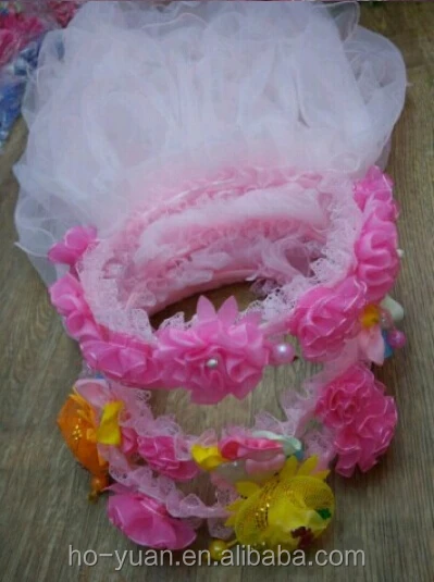Girl Veil Garland Child Rosette Flower Headband Tiara Wedding Prom Headpiece