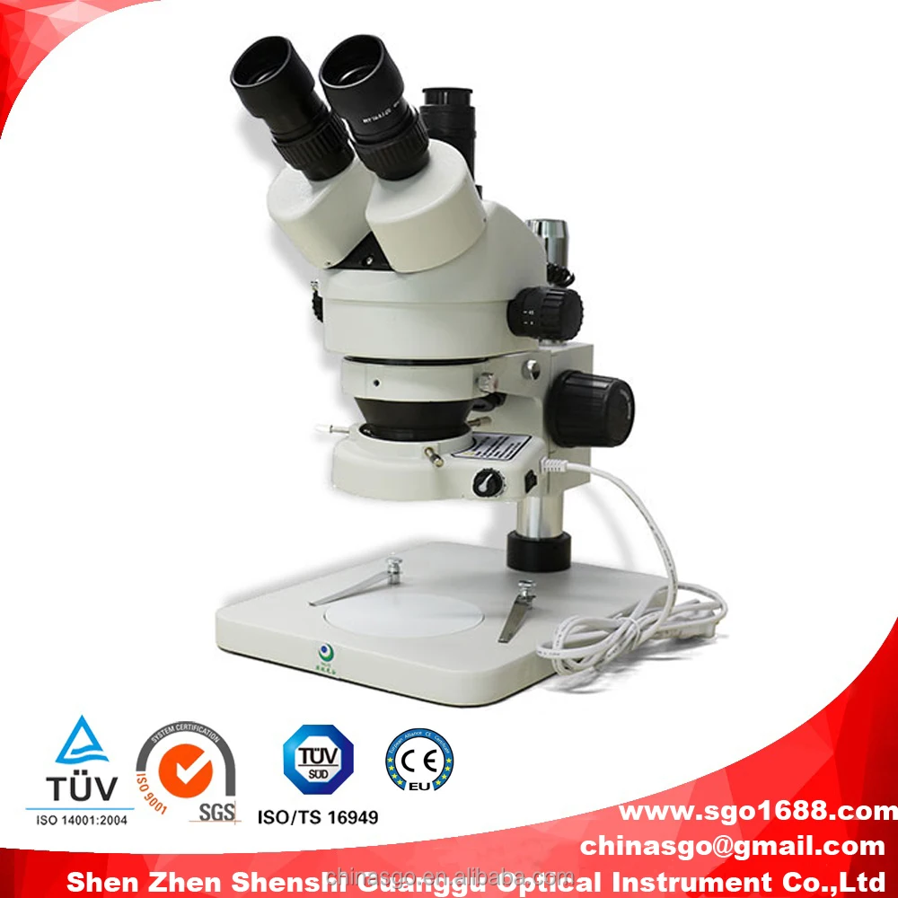 New trinocular zoom stereo microscope 0.7-4.5x SGO-45T1