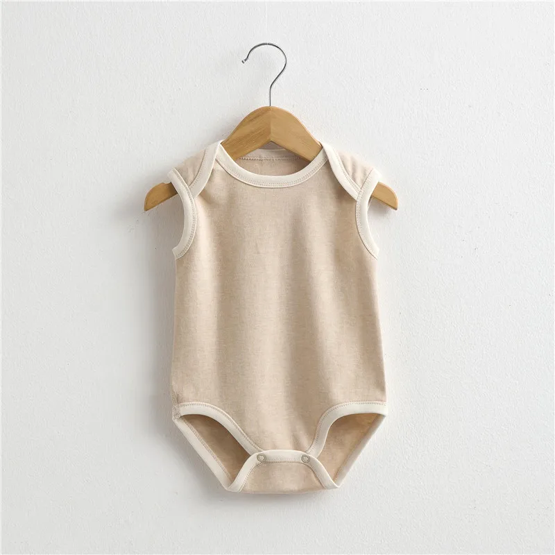 Cheap organic cotton sleeveless infant clothing rompers wholesale baby clothes 0-3 months