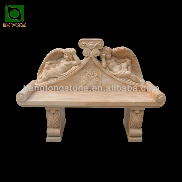 Natural Marble Angel Bench For Garden