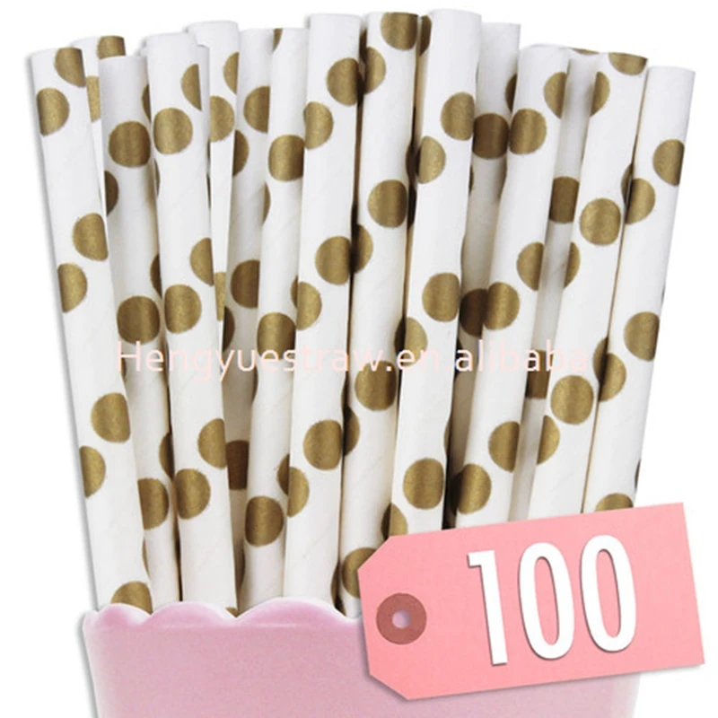 100Pcs/Bag Party Decoration Colorful Diameter 6 Disposable Biodegradable Straw Cocktail Drinking Paper Straw