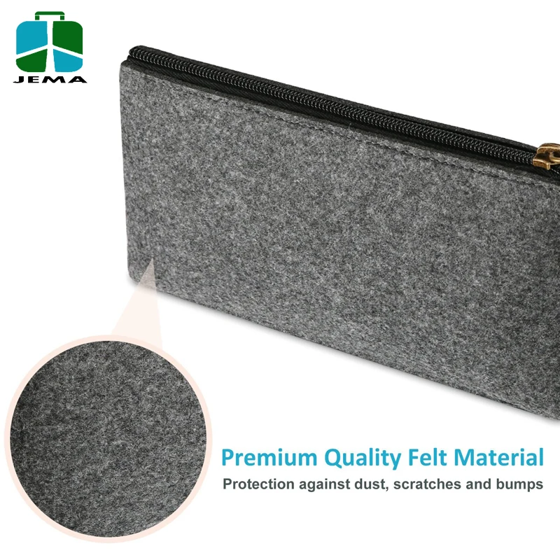 2-Pack Multi-Functional Felt Pouch Zipper Bag felt pencil case wholesale for School Supplies
