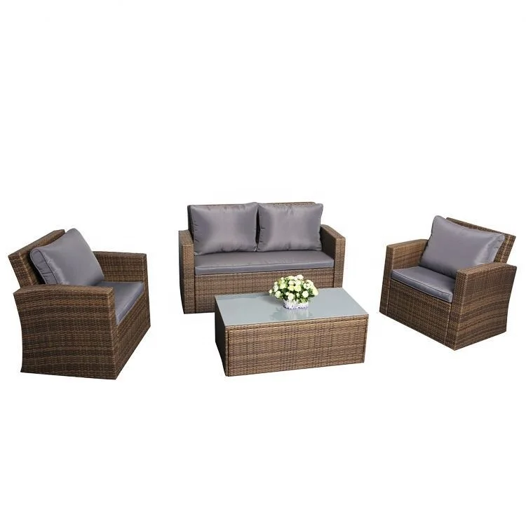 Yinzhou Living Outdoor Commercial Garden Furniture Rattan Sofa Set Outdoor Rattan Furniture