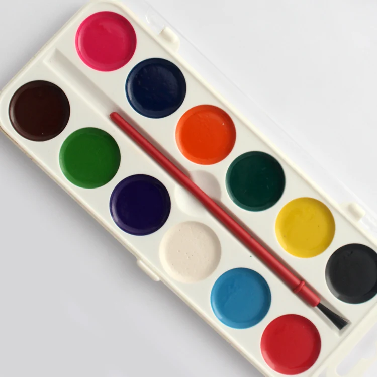 Wholesale 28mm watercolor cake 12 color semi dry watercolor for art painting