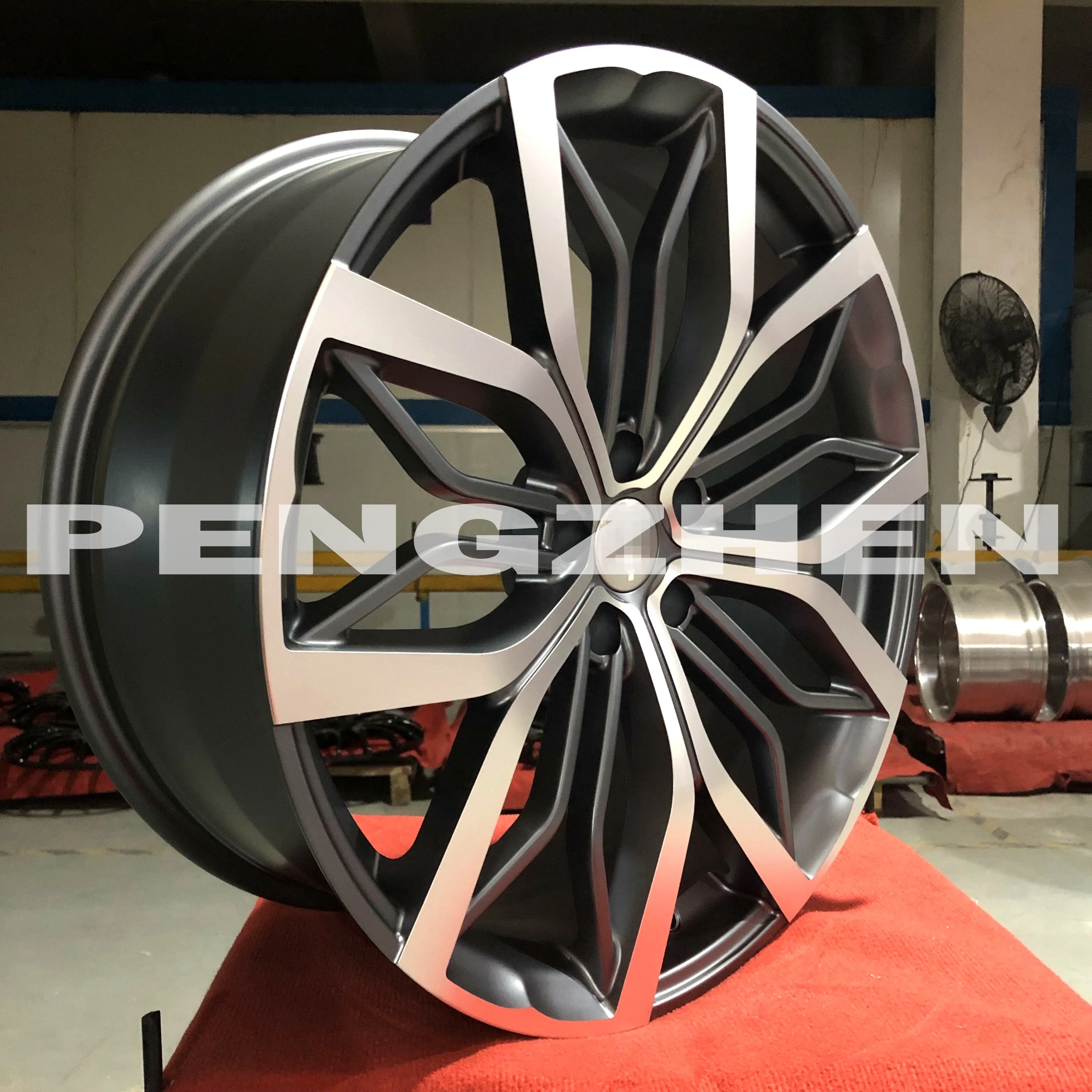 Pengzhen hotsale customized forged rim 17x7.5 inch five spoke wheels gloss black rim machine face rims for Volvo