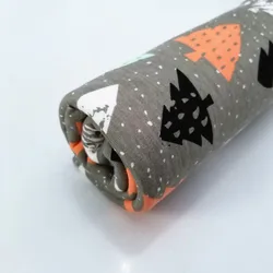 190gsm knitted printed cotton baby fabric Gray kids clothes material Brushed double-knit newborn fabric