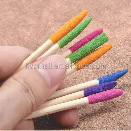 Colorful Nail Art Wood Wooden Orange Stick Nail File Sanding Stick