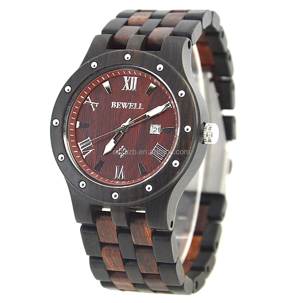 Popular Natrual Product Xxcom Bewell Brand Private Label Sandal Wood Watches Men With Japan Quartz Movement