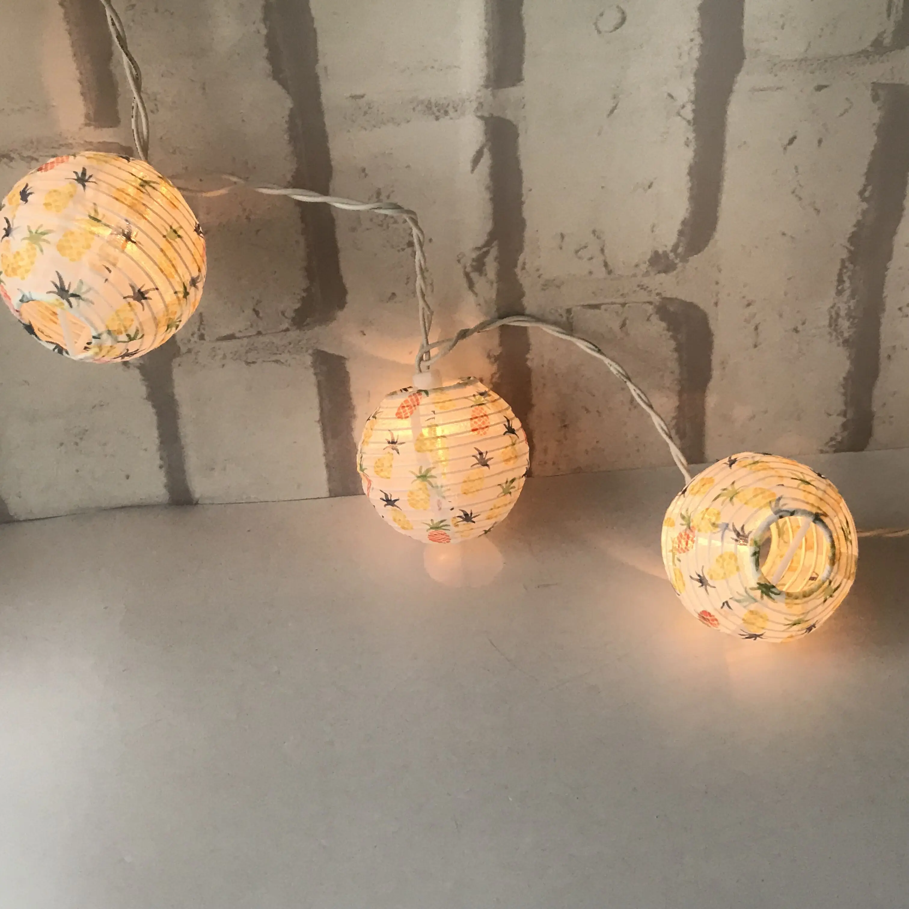 Cloth Lantern String Lights Home Decor Pineapple Nylon Lantern Lamp Japanese Chinese Style Hanging Lighting For Indoor Outdoor