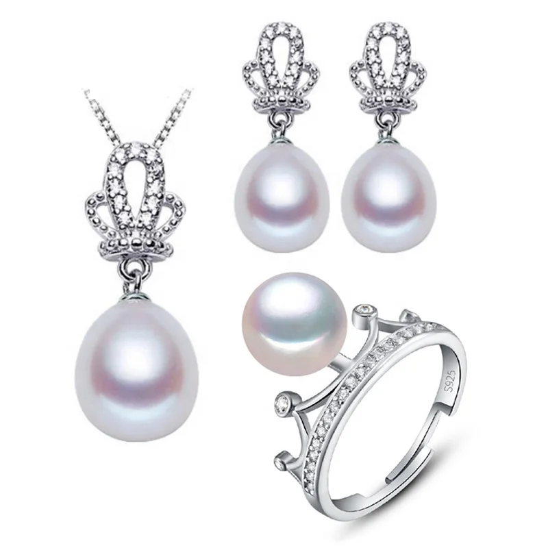 Женский ювелирный набор из серебра 925 пробы с пресноводным жемчугом, новый дизайн