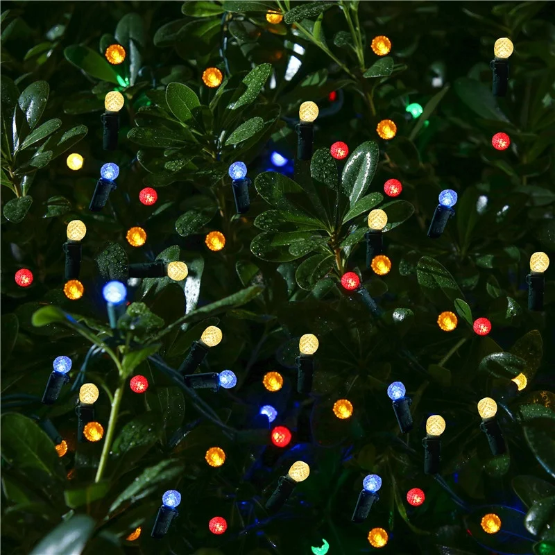 120V 50 LEDs G10 global faceted ball led string light for outdoor holiday Christmas and Halloween
