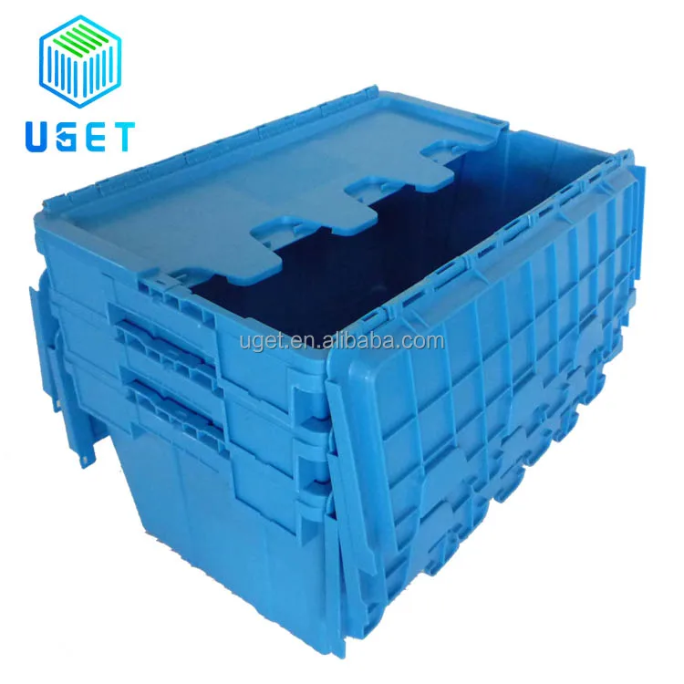 Wholesale Heavy Duty Plastic Nestable Moving Crates Stackable Turnover Storage Box With Lid