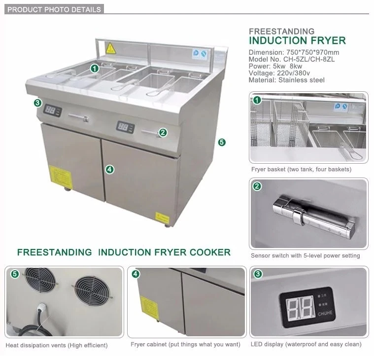  Новый шкаф с двойным резервуаром Chuhe коммерческая электрическая индукционная фритюрница для фритюрницы 30 л поддержка онлайн