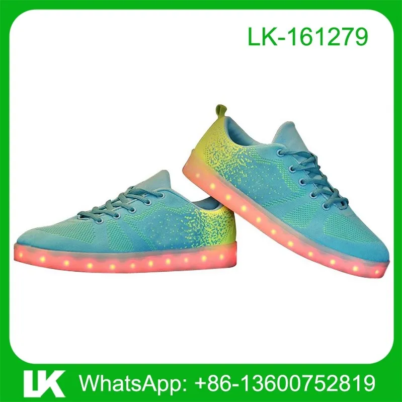 Flying knit led lights skate shoes, flying knit skateboard shoes, led skate shoes for men