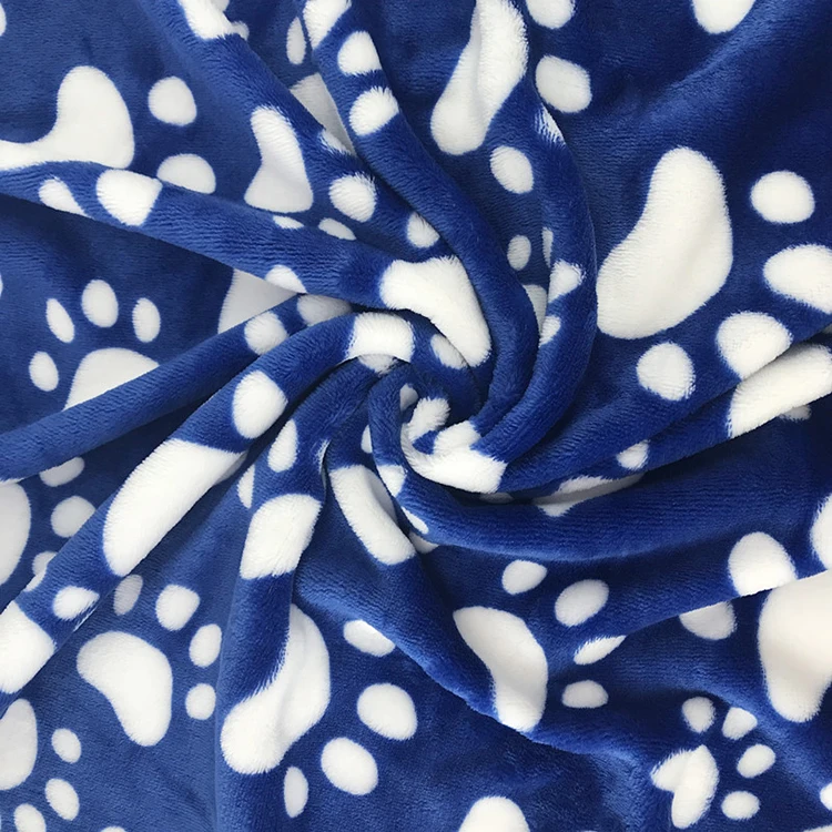 Fleece Fabric for Baby Blanket Digital Print Fabric Textile Dog Paw Printing Design Printed Flannel 100% Polyester Woven Quality